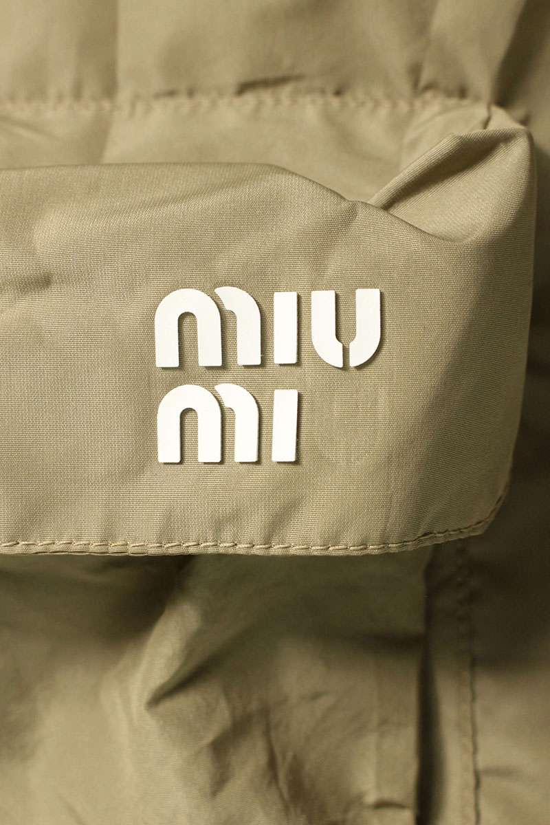 Miu Miu Khaki Logo Print Anorak Jacket Recycled Poly Size 36