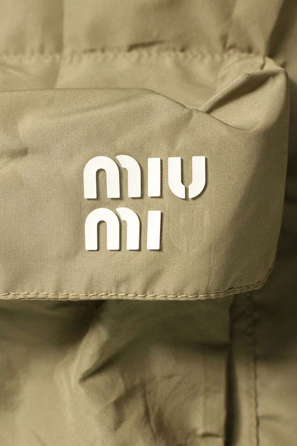 Miu Miu Khaki Logo Print Anorak Jacket Recycled Poly Size 36