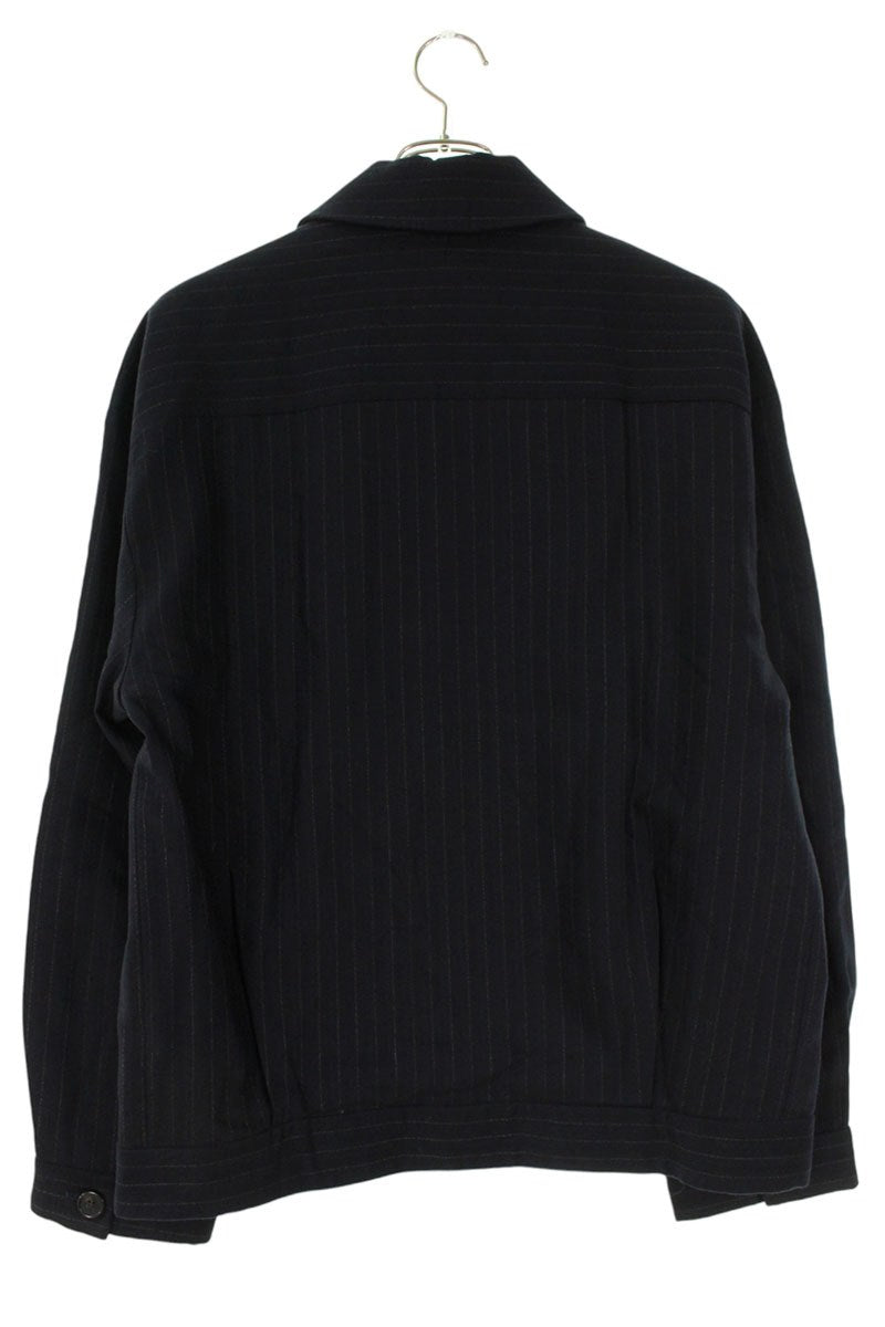 Miu Miu Logo Patch Zip Up Jacket Dark Navy Wool Size 38