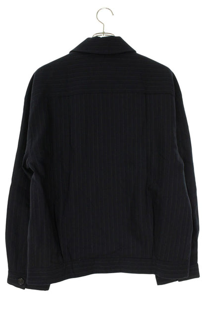 Miu Miu Logo Patch Zip Up Jacket Dark Navy Wool Size 38