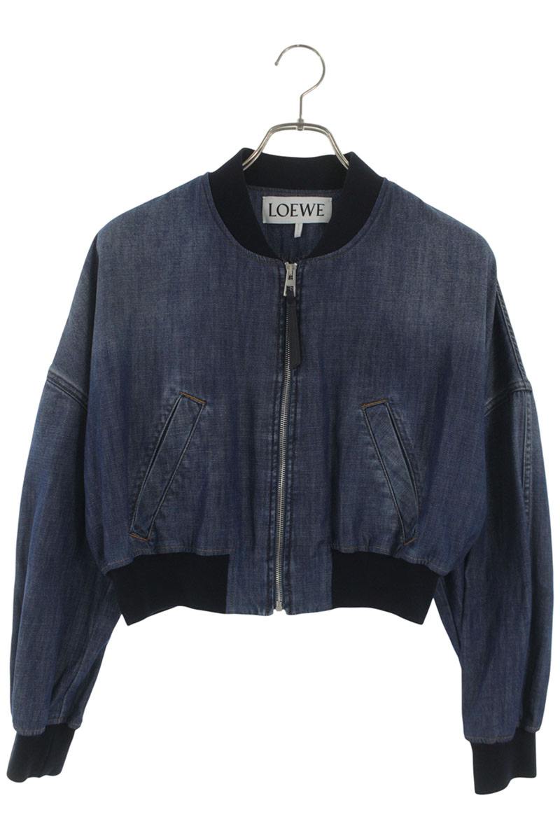 Loewe Indigo Drop Shoulder Denim Bomber Jacket Size 36