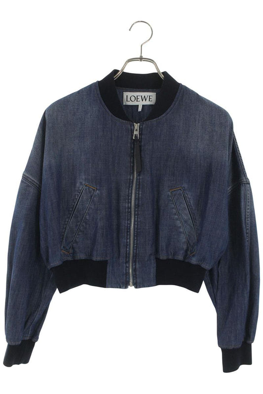 Loewe Indigo Drop Shoulder Denim Bomber Jacket Size 36