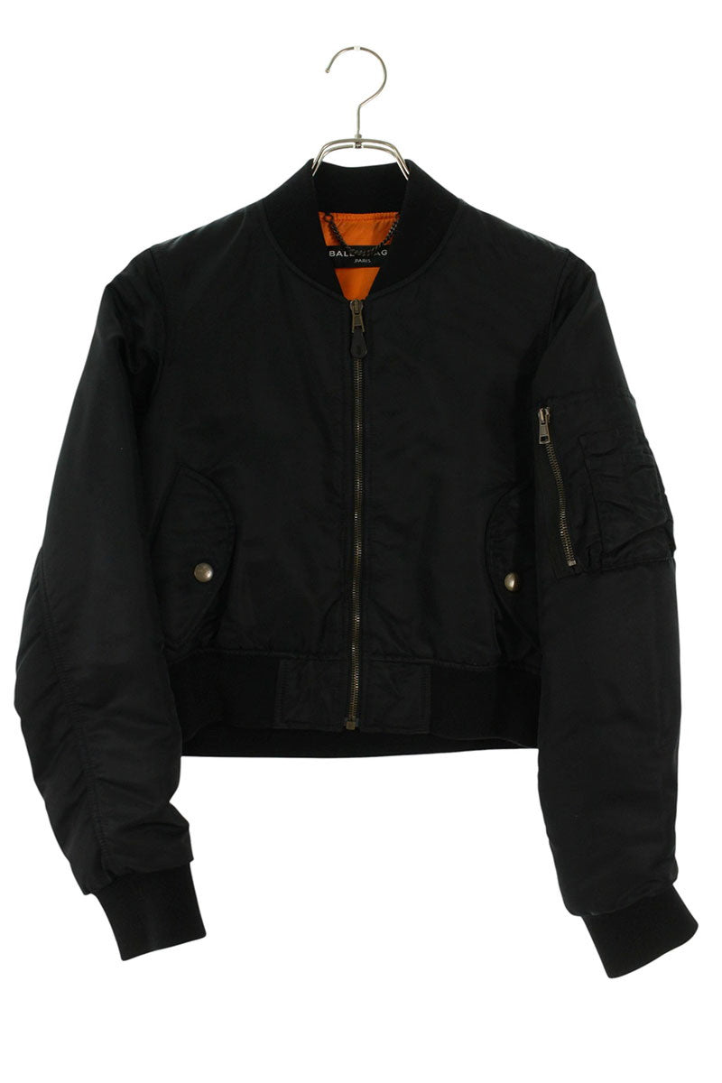 Balenciaga Black MA-1 Bomber Jacket Nylon Size 44