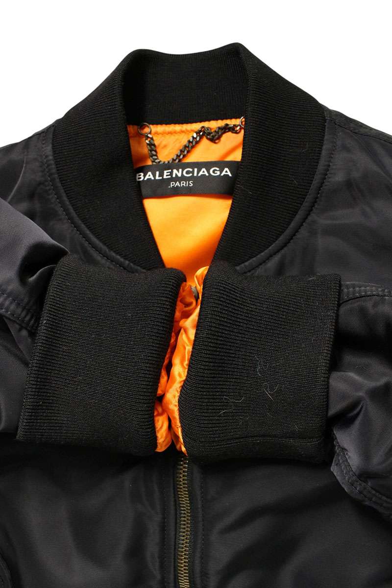 Balenciaga Black MA-1 Bomber Jacket Nylon Size 44