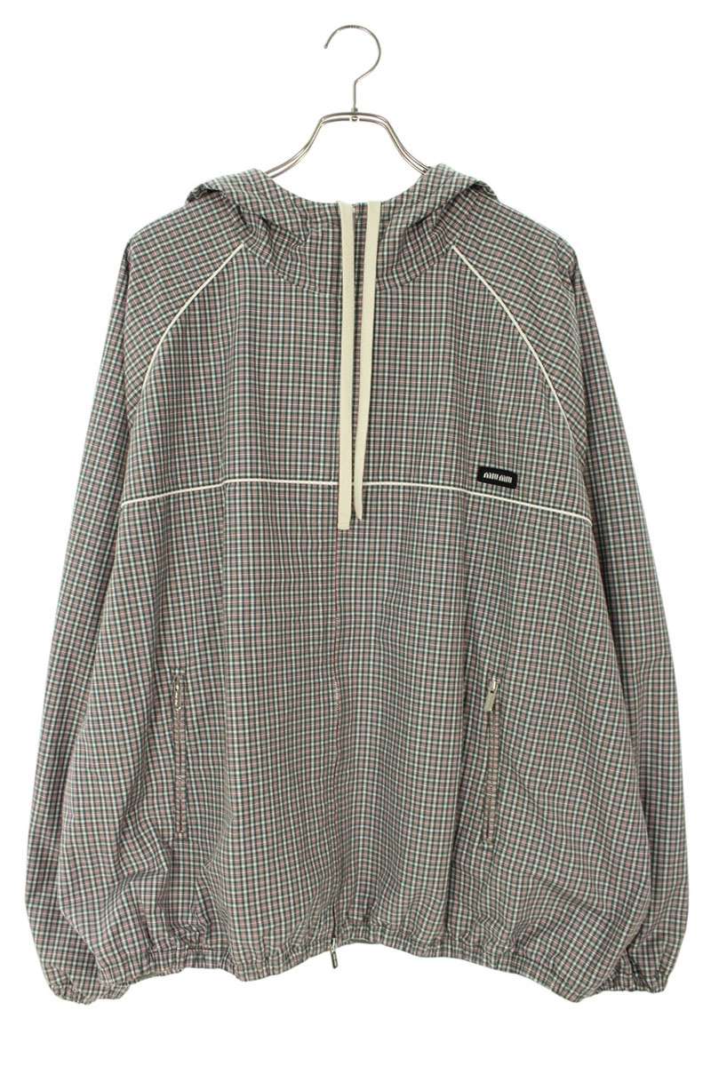 Miu Miu 25AW Checked Technical Jacket Green/White Size 48