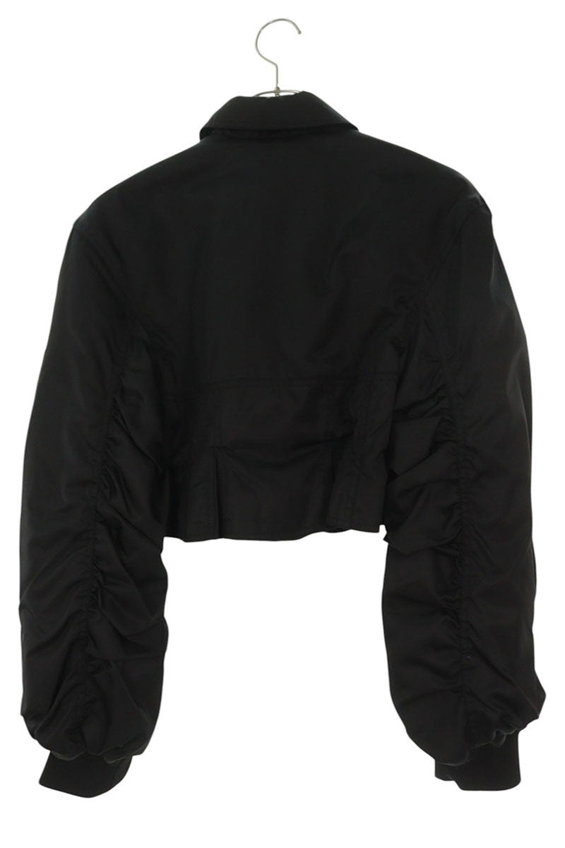 Ganni Black Stretch Nylon Zip-Up Blouson Size 34