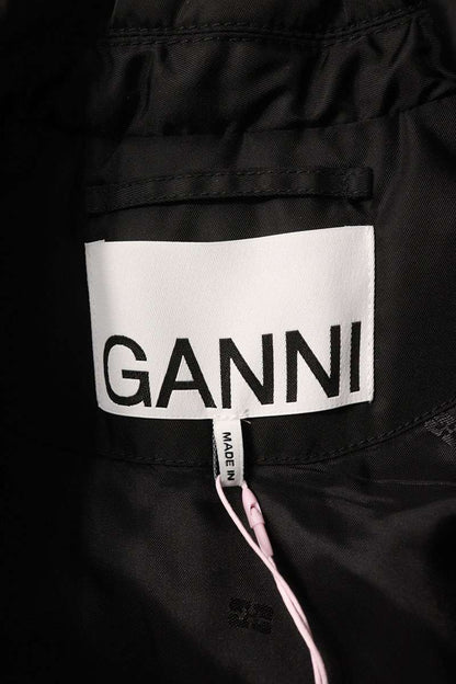 Ganni Black Stretch Nylon Zip-Up Blouson Size 34