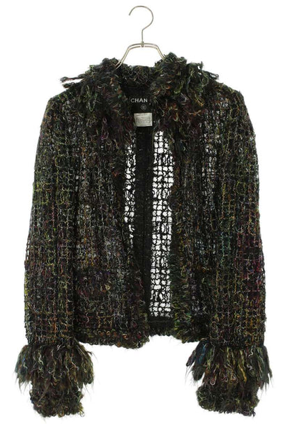 Chanel Black Multi Mohair Boucle Jacket Size 40
