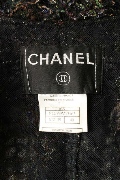 Chanel Black Multi Mohair Boucle Jacket Size 40