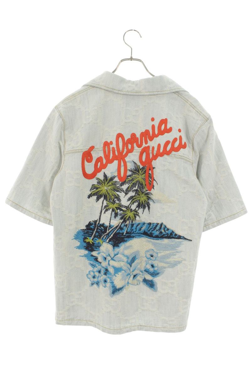 Gucci Jumbo GG Palm Tree Embroidered Denim Blouson Size 40