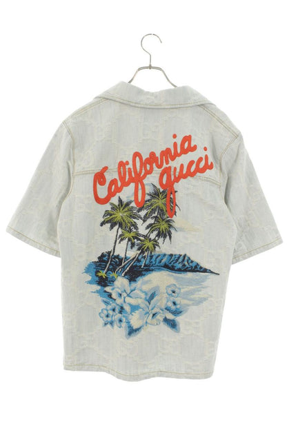 Gucci Jumbo GG Palm Tree Embroidered Denim Blouson Size 40