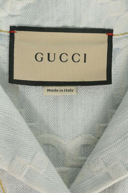 Gucci Jumbo GG Palm Tree Embroidered Denim Blouson Size 40