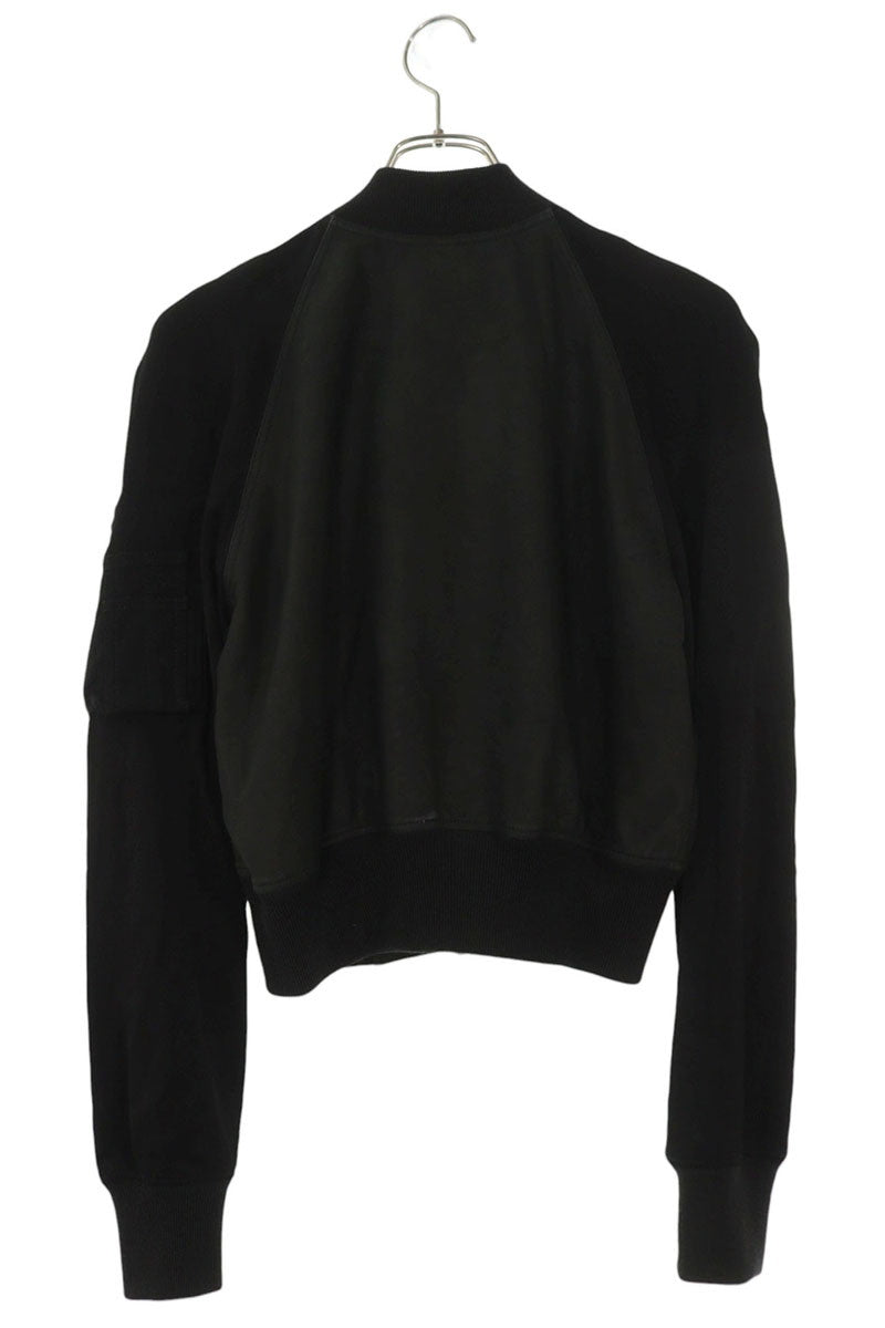 Rick Owens Leather Trim Cropped Bomber Jacket Black Size 40