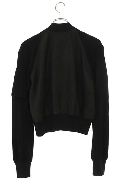 Rick Owens Leather Trim Cropped Bomber Jacket Black Size 40