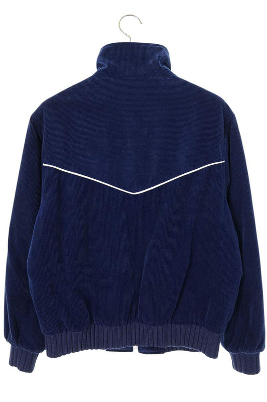 Celine Blue Triomphe Embroidered Corduroy Jacket Size XS