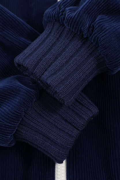 Celine Blue Triomphe Embroidered Corduroy Jacket Size XS