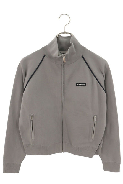 Miu Miu 25SS Gray Technical Yarn Zip Track Jacket Size 36
