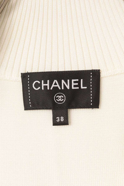 Chanel White Coco Mark Patch Blouson Jacket Size 38