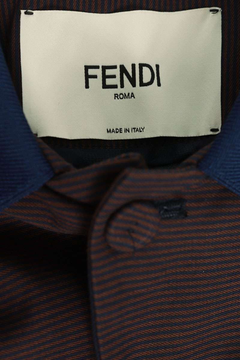 Fendi Cropped Blouson Brown Navy Rayon Wool Size 40