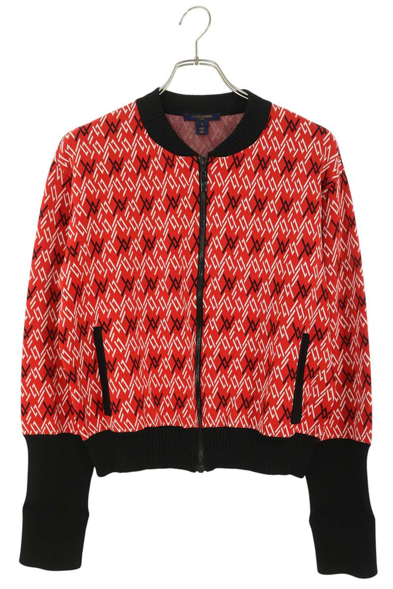 Louis Vuitton 18SS LV Pattern Rib Bomber Red Black Size L