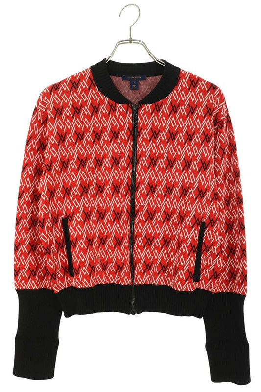 Louis Vuitton 18SS LV Pattern Rib Bomber Red Black Size L