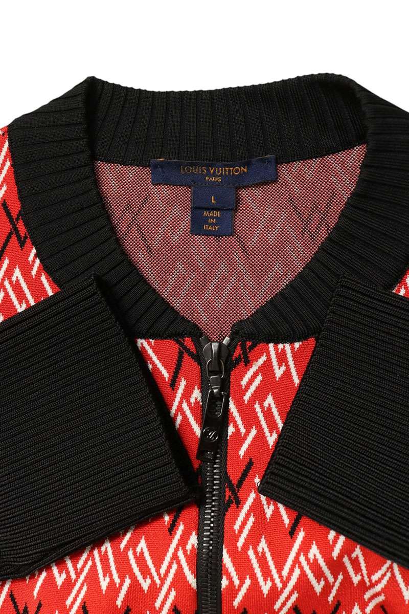 Louis Vuitton 18SS LV Pattern Rib Bomber Red Black Size L