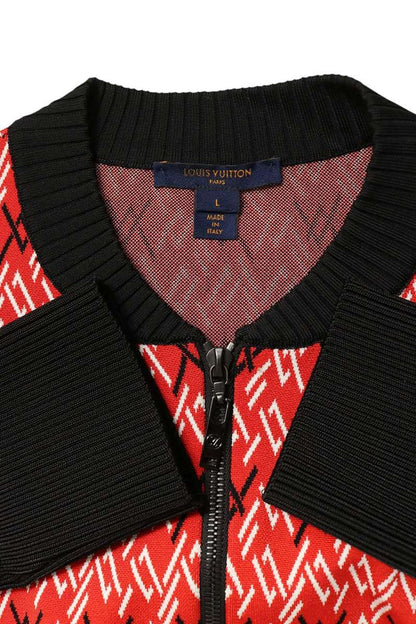 Louis Vuitton 18SS LV Pattern Rib Bomber Red Black Size L