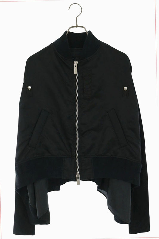 Sacai Black Fabric Combo MA-1 Bomber Size 2