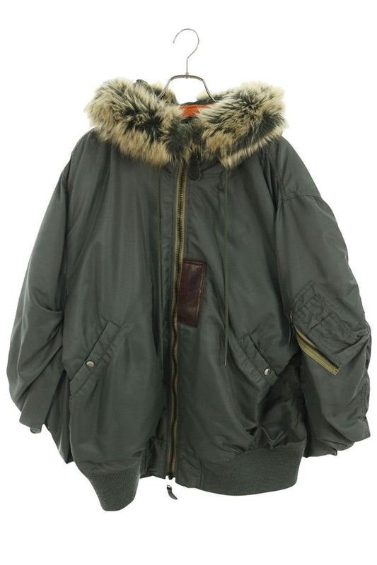 JUNYA WATANABE N-3B Fur Nylon Bomber Jacket Khaki Size XS