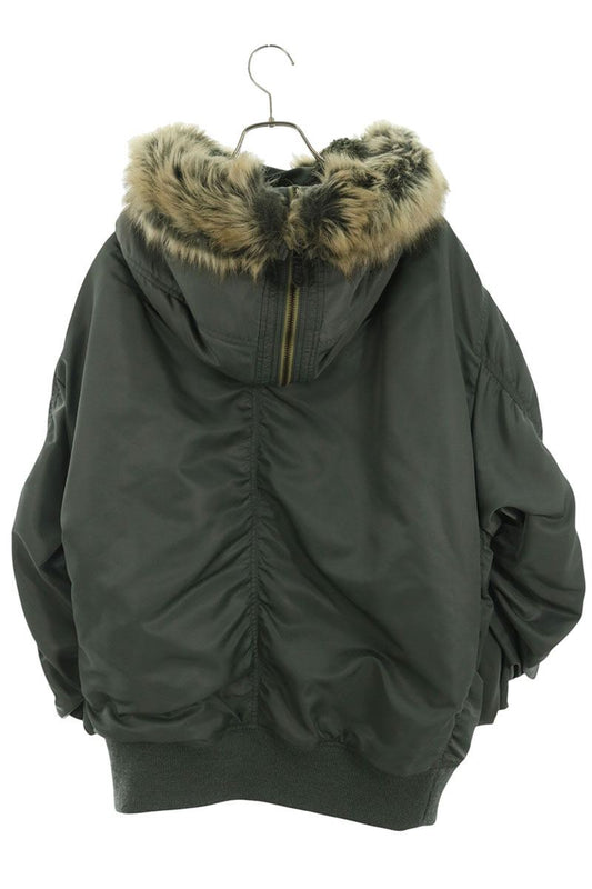 JUNYA WATANABE N-3B Fur Nylon Bomber Jacket Khaki Size XS