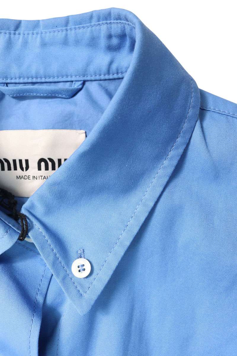 miumiu Blue Logo Embroidery Poplin Blouson Size 36
