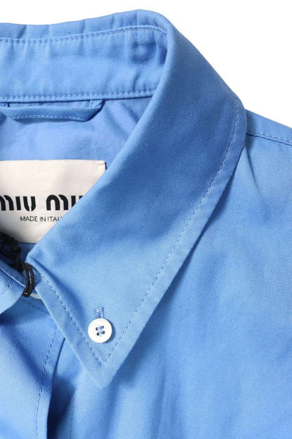 miumiu Blue Logo Embroidery Poplin Blouson Size 36
