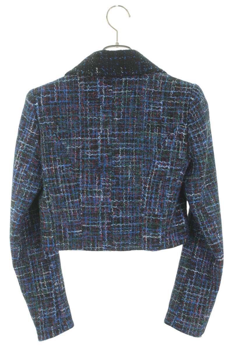 Chanel Blue Tweed Cropped Double Jacket Size 34