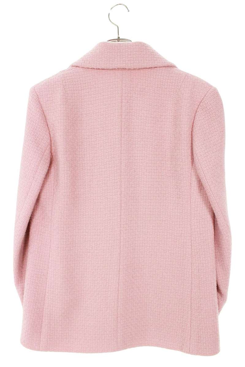 Chanel Pink Coco Mark Button Tweed Jacket Size 40