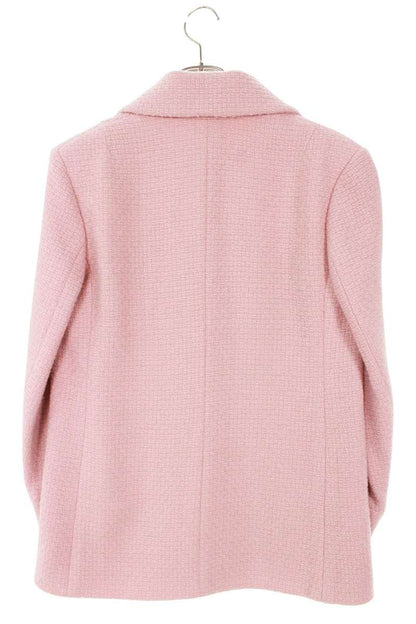 Chanel Pink Coco Mark Button Tweed Jacket Size 40