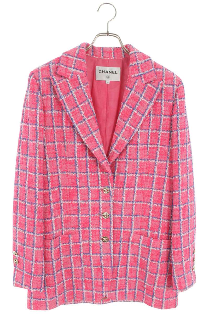 Chanel Pink Cocobutton Tweed Jacket Size 34