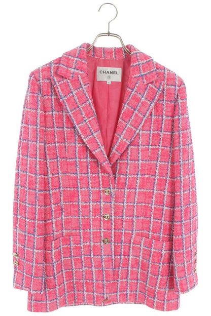 Chanel Pink Cocobutton Tweed Jacket Size 34