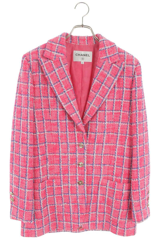 Chanel Pink Cocobutton Tweed Jacket Size 34