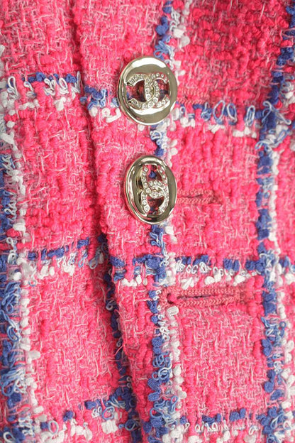Chanel Pink Cocobutton Tweed Jacket Size 34