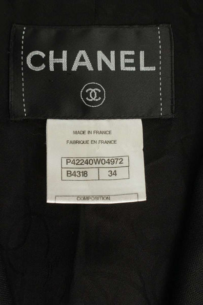 Chanel Black White Houndstooth Layered Tweed Jacket Size 34