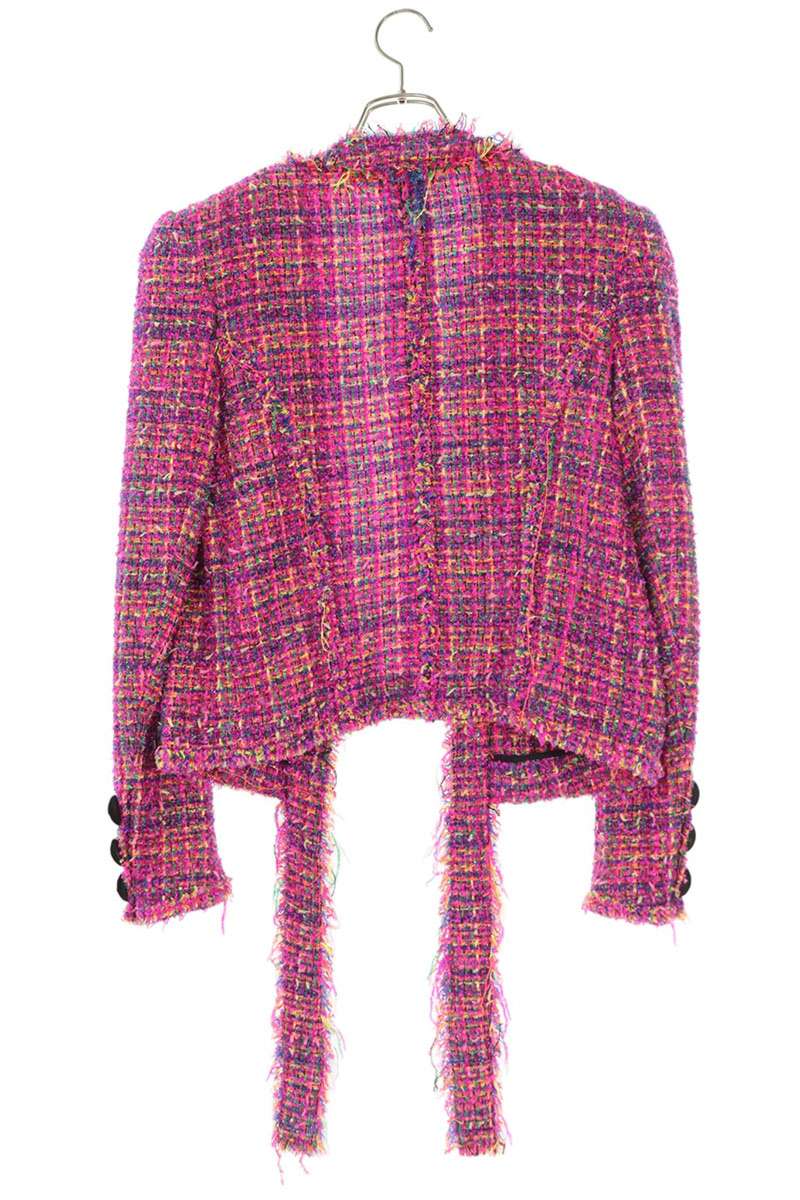 Balmain Pink Frayed Tweed Jacket Size 36