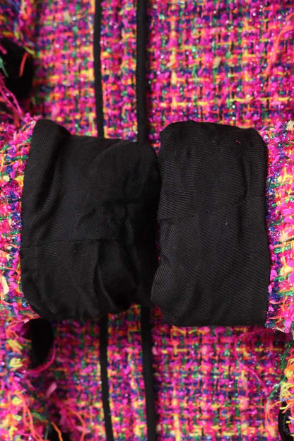 Balmain Pink Frayed Tweed Jacket Size 36