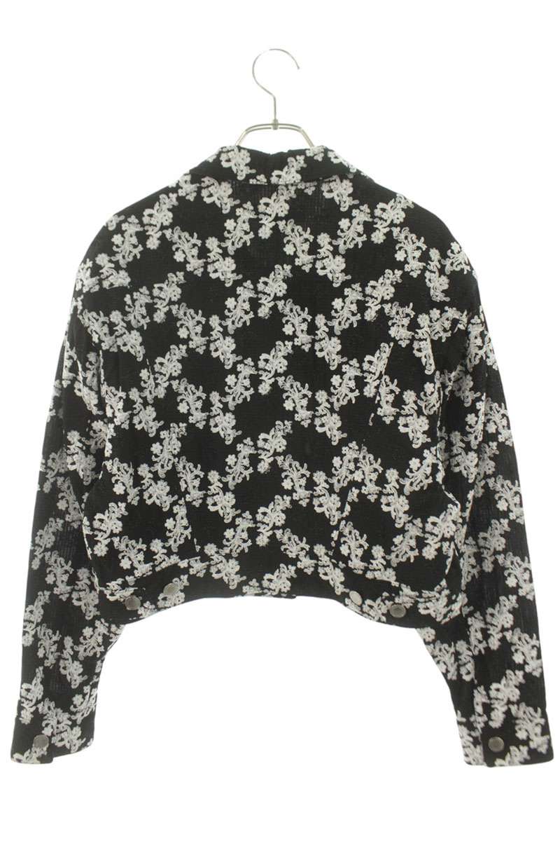 Louis Vuitton Flower Embroidery Jacket Black White Size 34