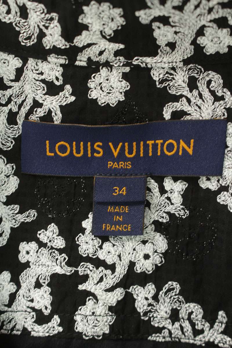 Louis Vuitton Flower Embroidery Jacket Black White Size 34