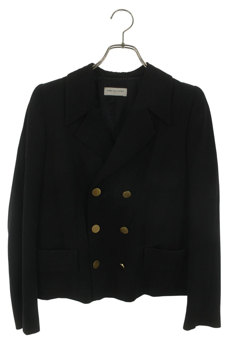 Dries Van Noten Black Gold Button Rayon Jacket Size 36