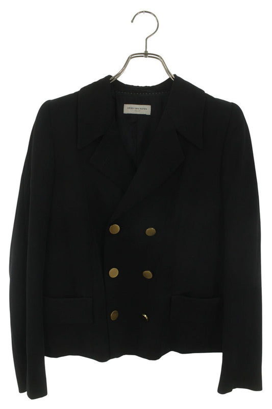 Dries Van Noten Black Gold Button Rayon Jacket Size 36