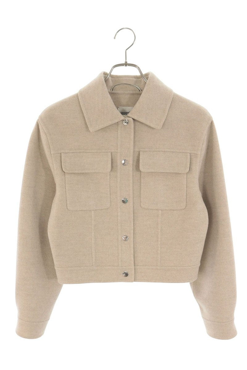 Hermes Ivory Cashmere Double Face Jacket Size 34