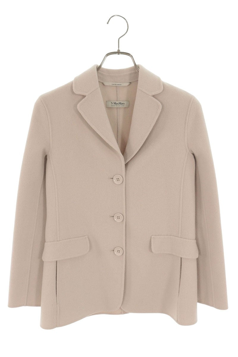 Vintage S Max Mara White Pure Wool Mid-Length Jacket Size 34