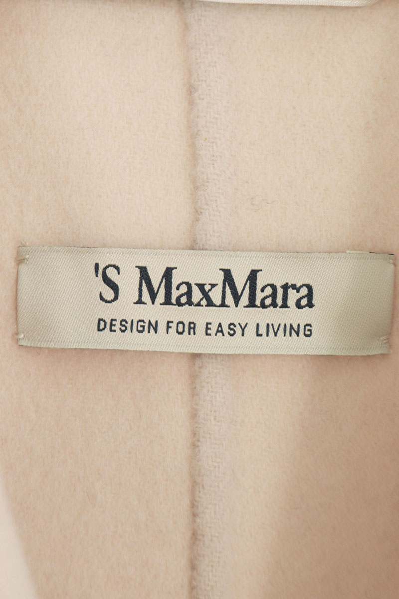 Vintage S Max Mara White Pure Wool Mid-Length Jacket Size 34