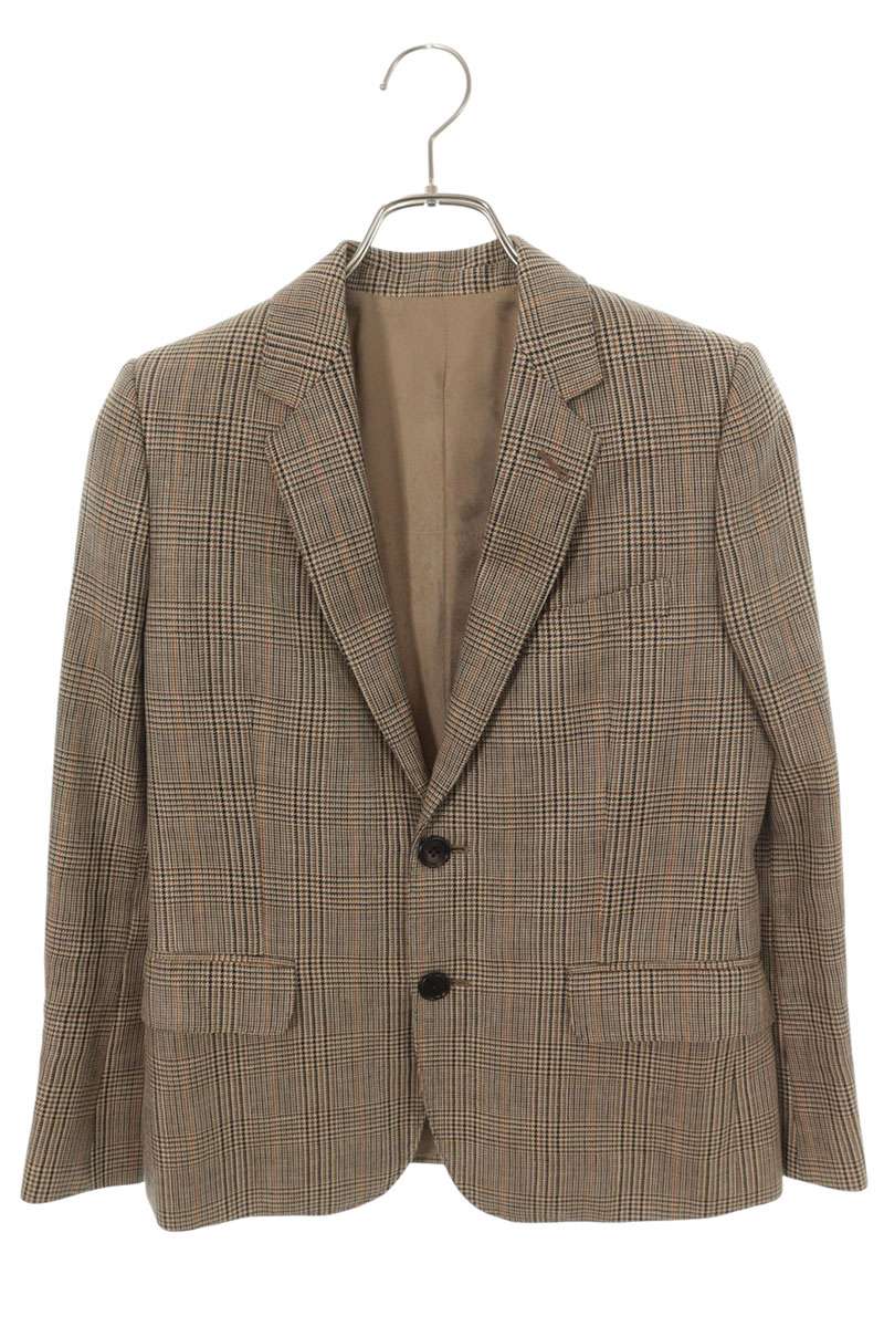 Celine Glen Check 2-Button Wool Linen Blazer Beige Size 34